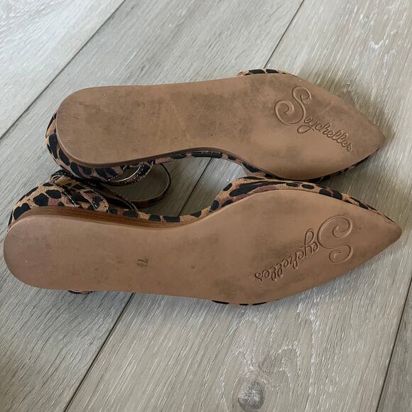 Anthro Seychelles 'Plateau Flats' Women's 7.5 Leopard Print Ankle Wrap Flat - Picture 6 of 10